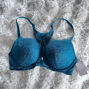 NEW Auden Green Demi Racerback Front Closure Lace Padded Push Up Bra {36C}